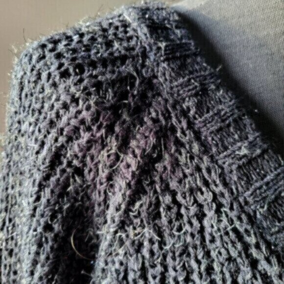 Esqualo Black Knit Lurex Cardigan Sweater size XL - Picture 7 of 9